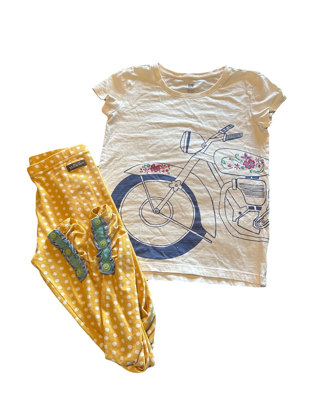 Tea White Motorcycle Kids Pajama Set
